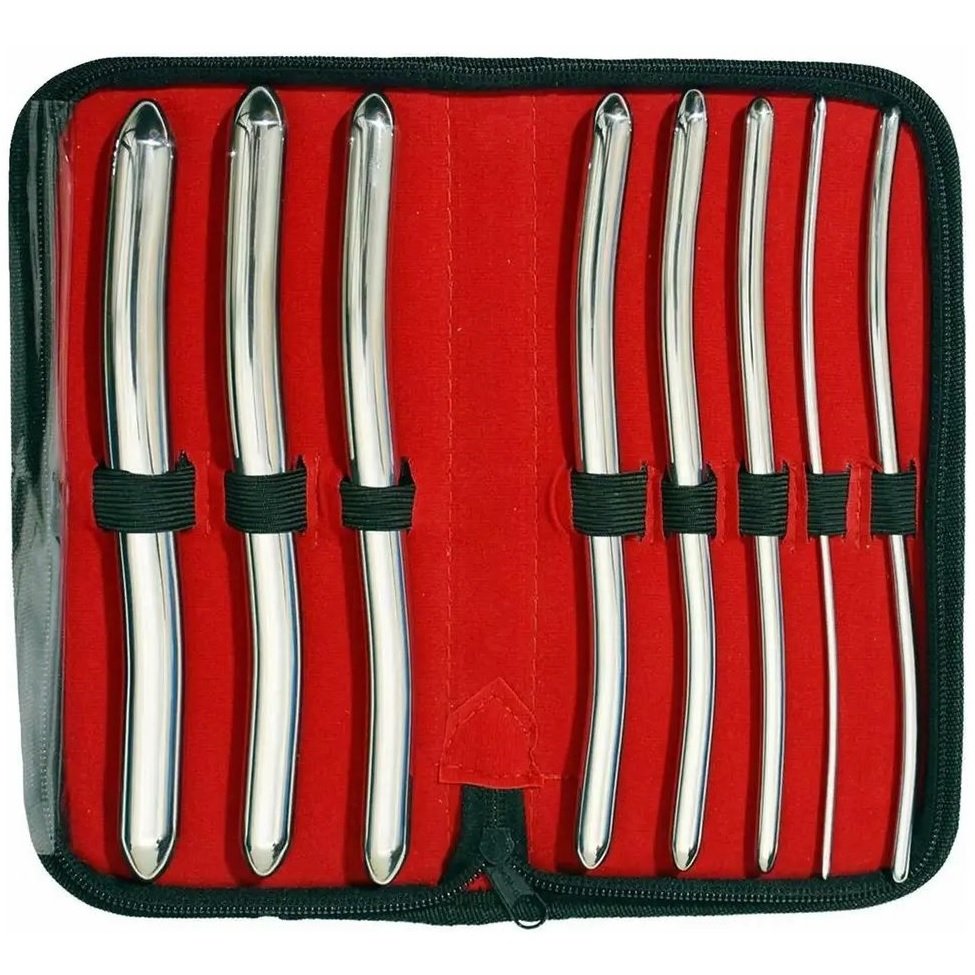 Hegar Sounds, Urinary, Uterine, Urethral Dilators, Double Ended, Set of 8, in pouch, Sizes. 3-4 to 17-18mm, 20cm