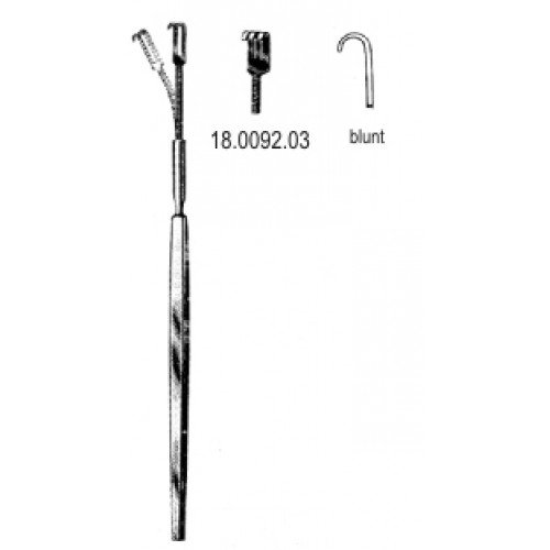 Hook Retractor, Blunt Flexible, 3 Prongs, 16cm