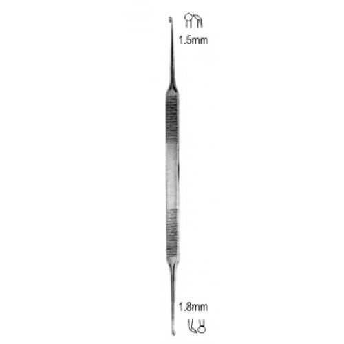 House Curette, Double Ended, 1.5/1.8mm (full Curved), 18cm