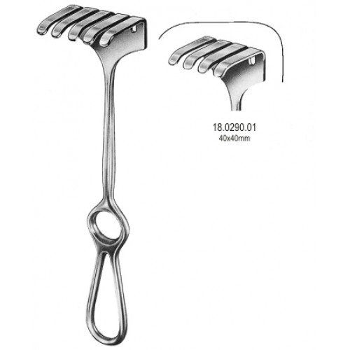 Israel Retractor, 4 Prongs, 40x40mm, 25cm