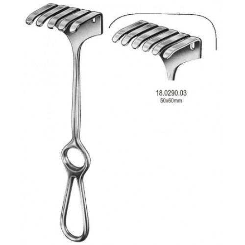 Israel Retractor, 6 Prongs, 50x60mm, 25cm