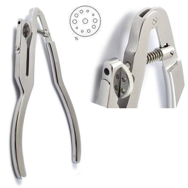 Ivory Rubber Dam Punch Plier with 2 row of holes, 17cm