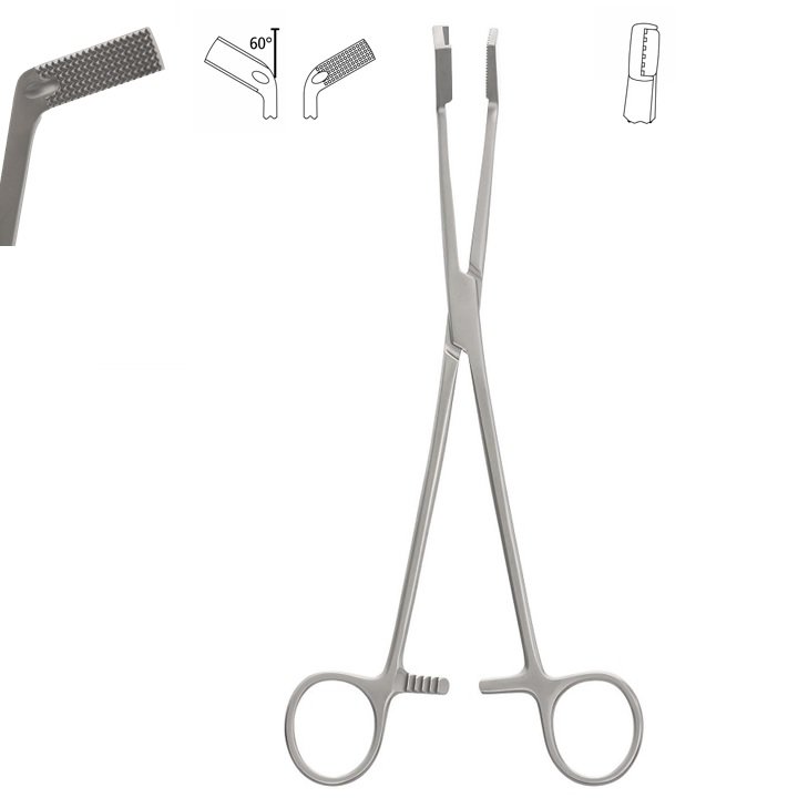 Johns-Hopkins Bulldog Clamp Applying Forceps for Johns-Hopkins and Debakey Bulldog Clamps, Angled 60 Degree, 24cm