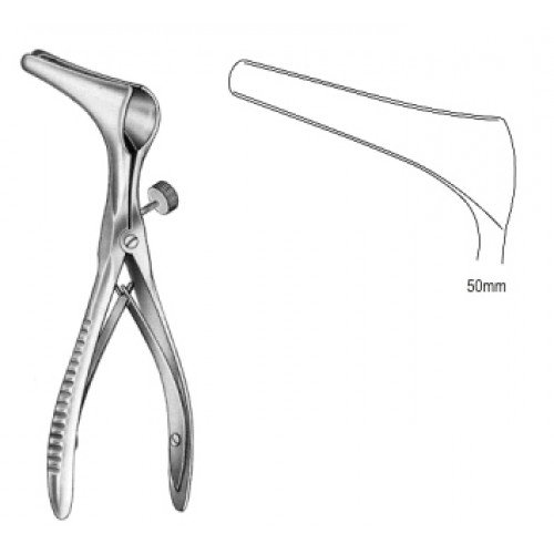 Killian Nasal Speculum, S/J (Serrated jaws), with side Screw, 50mm, 13.0cm
