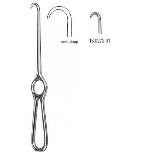 Kocher Retractor, 1 Prong, Semi Sharp, 22cm