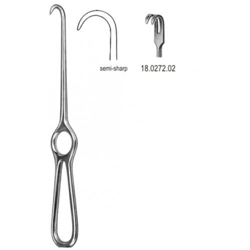 Kocher Retractor, 2 Prongs, Semi Sharp, 22cm