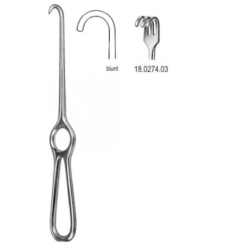 Kocher Retractor, 3 Prongs, Blunt, 22cm