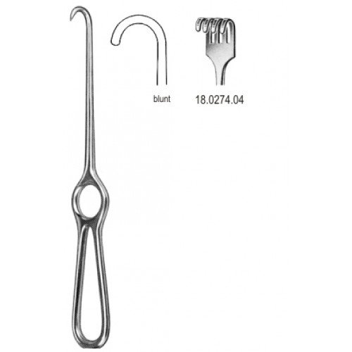 Kocher Retractor, 4 Prongs, Blunt, 22cm