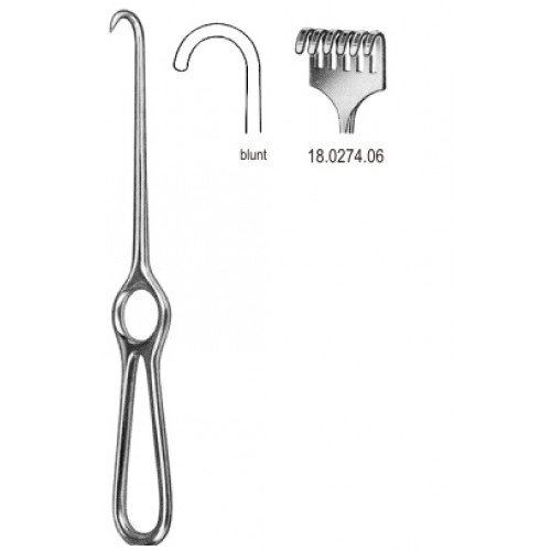 Kocher Retractor, 6 Prongs, Blunt, 22cm