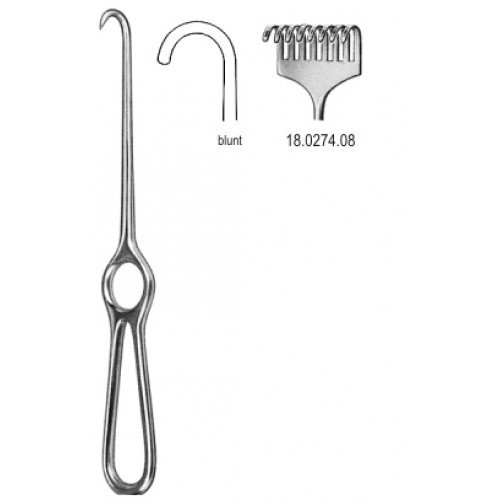 Kocher Retractor, 8 Prongs, Blunt, 22cm