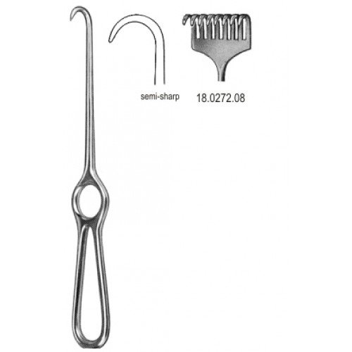 Kocher Retractor, 8 Prongs, Semi Sharp, 22cm