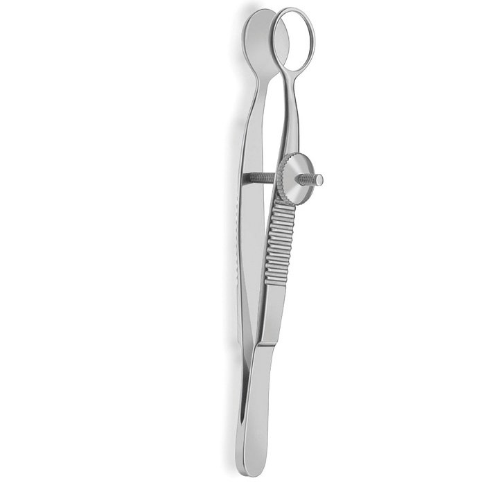 Lambert Chalazion Forceps Tweezers, Inside Ring Diameter 8mm, Flat Handle, Stainless Steel, 9cm