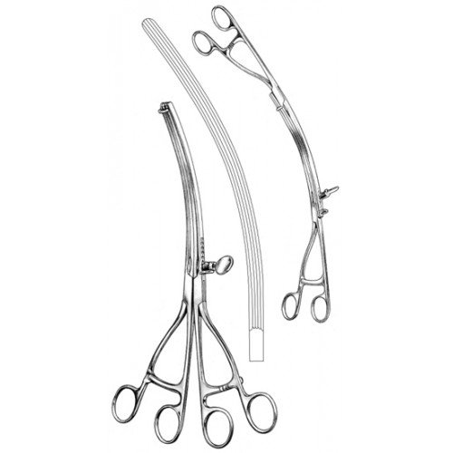 Lane Twin Stomach Clamp Forceps Curved 30cm