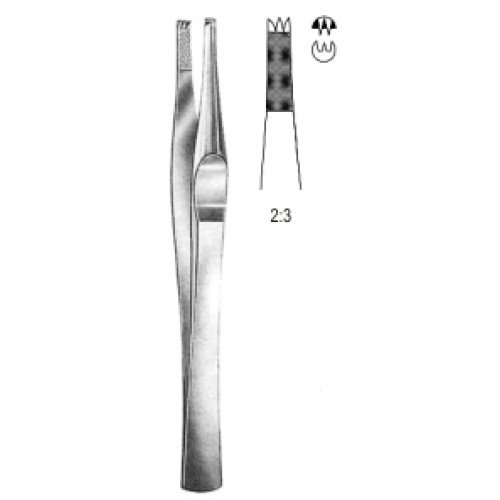 Lanes Tissue Forceps, 2×3 Teeth, 12.5cm