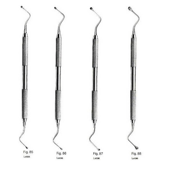 Lucas Bone, Dental, Orthopedic Curettes, Set of 4
