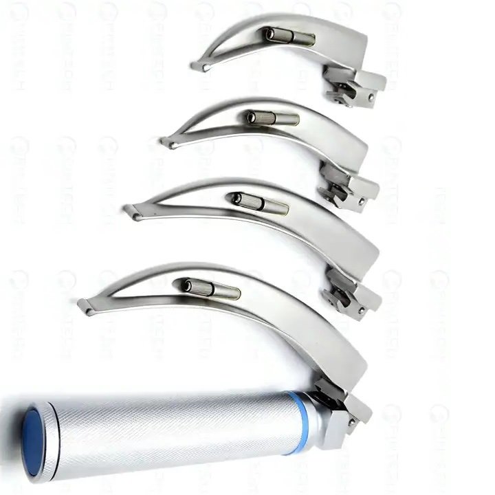Macintosh and Miller Conventional Laryngoscope Set with 3 blades, Size. 1,2(78mm) and 3