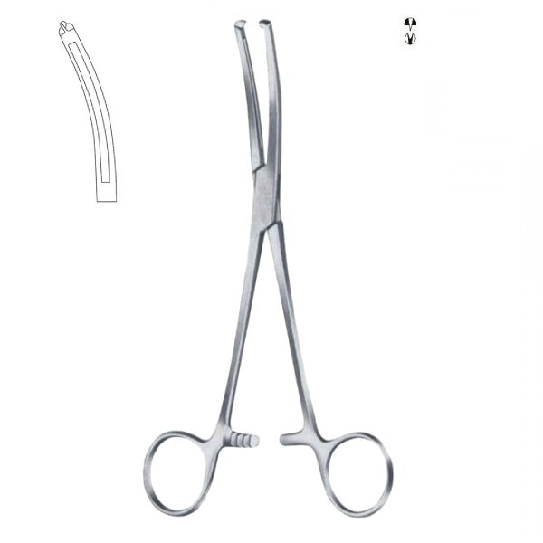 Maingot Hysterectomy Forceps, 1×2 Teeth, Curved, 20cm