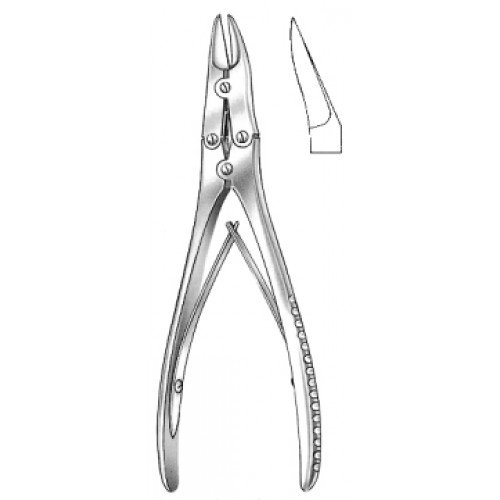 McIndoe Bone cutting Forceps, angled on flat, 17.5cm