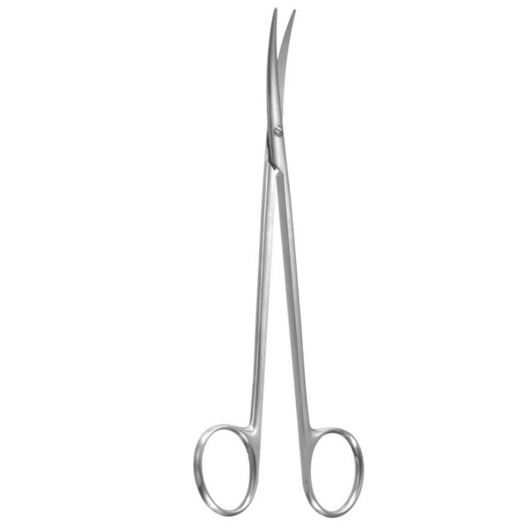 McIndoe Scissors, Curved on Flat with Rounded Tapering Blades, 178mm