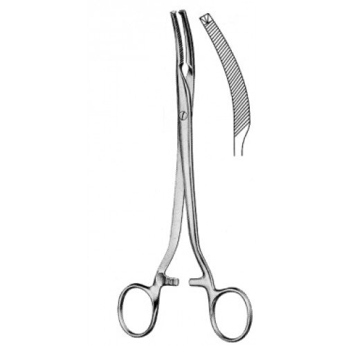 Mikulicz Peritoneal Forceps, Curved, 1×2 Teeth, 20cm