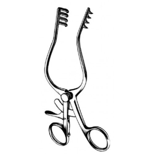 Mollison Mastoid Retractor, 4×4 Prongs, Sharp, 16.5cm