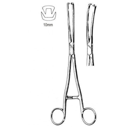 Museux Vulsellum Forceps, Curved, 2×2 Teeth, 10mm, 24cm