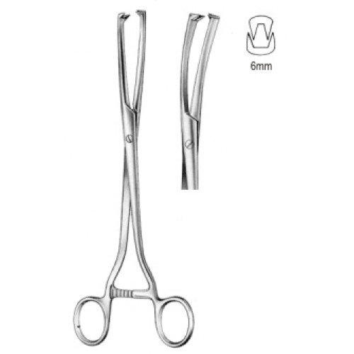 Museux Vulsellum Forceps, Straight, S/J (Serrated jaws), 6mm, 24cm