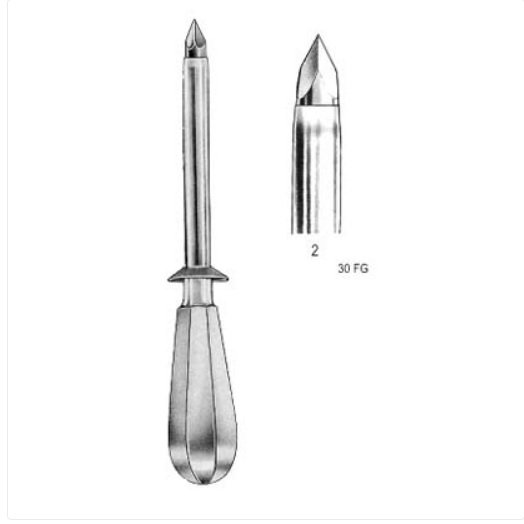 Nelson Trocar Thorax, 30, ø 9,0mm, 20cm, Fg (French Gauge) No. 2