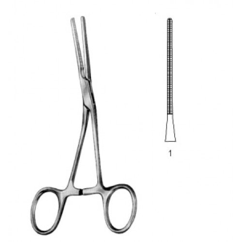 Neonatal and Pediatric Clamp, angled, Delicated, Fig.1, 14.5cm