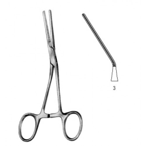 Neonatal and Pediatric Clamp, angled, Delicated, Fig.3, 14.5cm