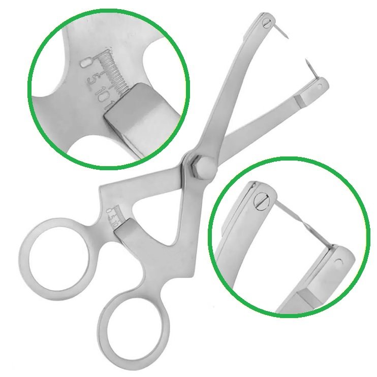 Osteometer, Bone Ridge Mapping Caliper for checking Bone width, Measuring range from 0 – 25 mm, 15cm