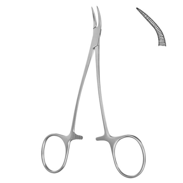 Peet Splinter Paper Forceps, Root Tip, Serrated jaws, Curved, 12cm