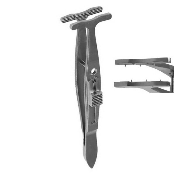 Putterman Mullers Type Clamp, Forceps, 22mm Serrated, Stainless Steel, 10cm