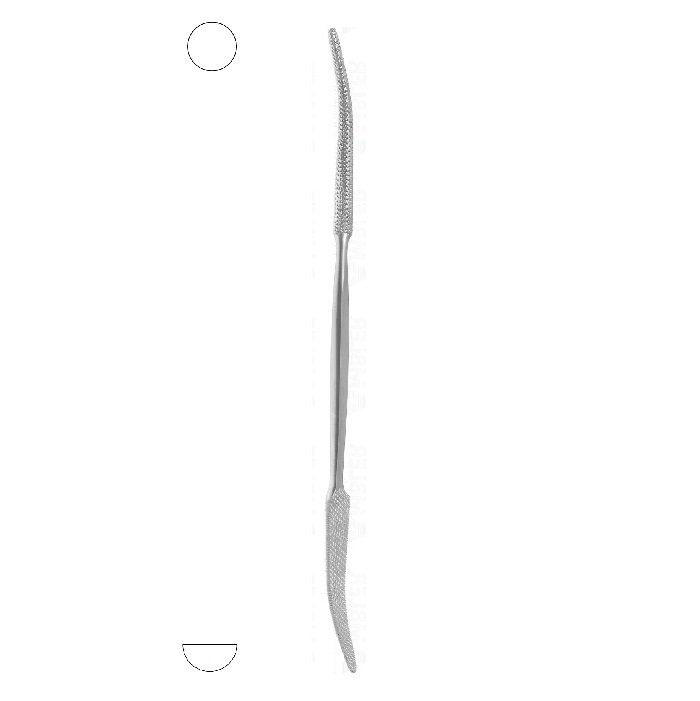 Putti Bone Raspatory, Double Ended, One Round End, Other Half Round End, 30cm