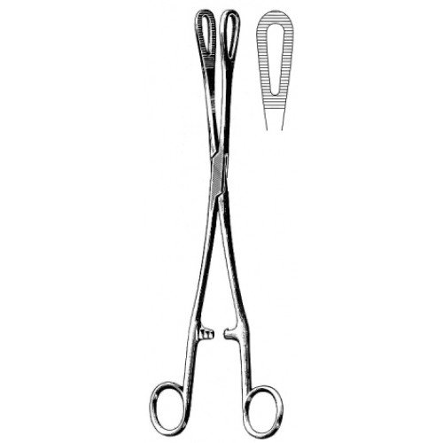 Rampley Swab Forceps, Bent Shanks, 25cm