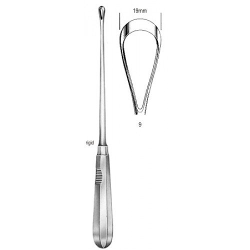 Recamair Curette, Rigid Blunt, Fig.9, 19mm, 31cm