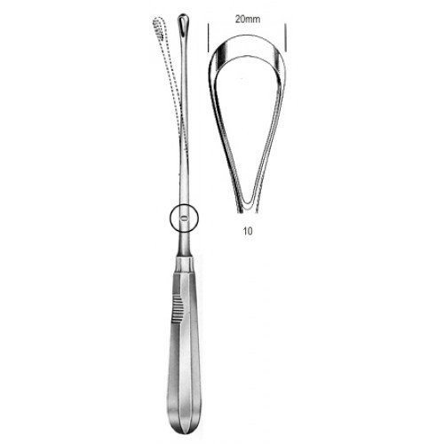 Recamier Curette, Flexible, Blunt, Fig.10, 20mm, 31cm