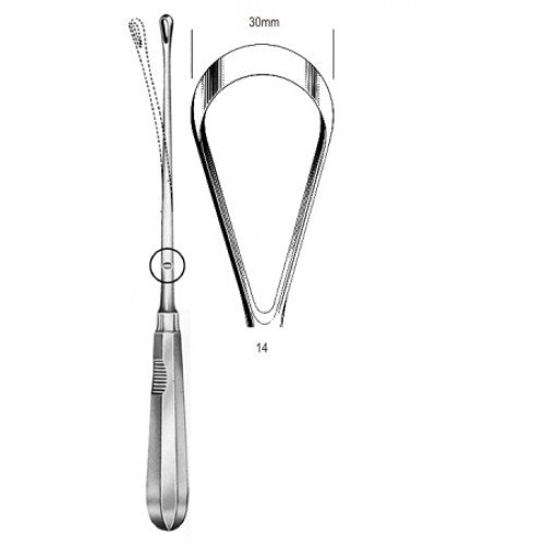 Recamier Curette, Flexible, Blunt, Fig.14, 30mm, 31cm