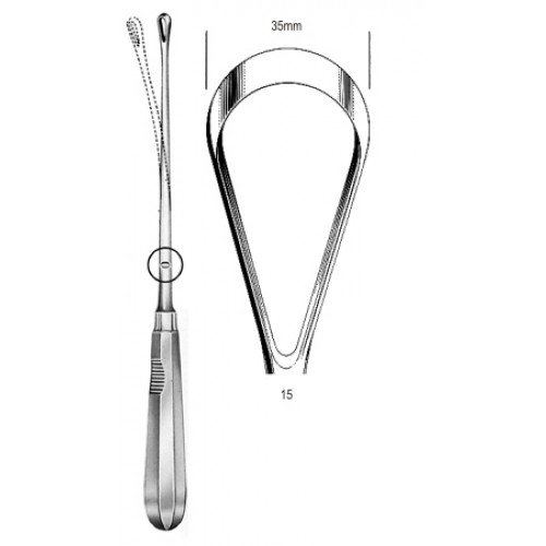 Recamier Curette, Flexible, Blunt, Fig.15, 35mm, 31cm