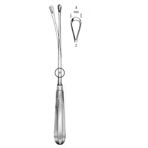 Recamier Curette, Flexible, Blunt, Fig.2, 8mm, 31cm