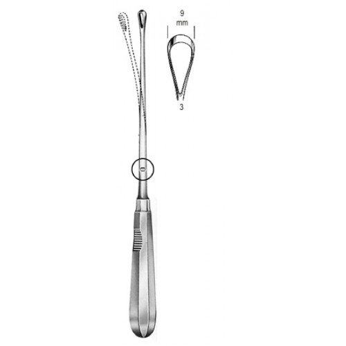 Recamier Curette, Flexible, Blunt, Fig.3, 9mm, 31cm