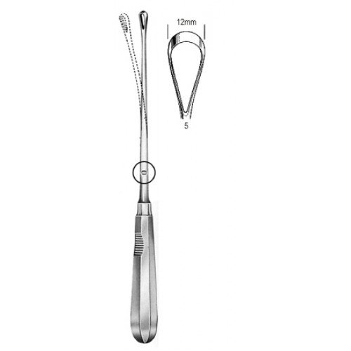 Recamier Curette, Flexible, Blunt, Fig.5, 12mm, 31cm