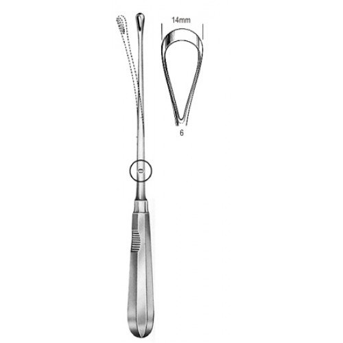 Recamier Curette, Flexible, Blunt, Fig.6, 14mm, 31cm