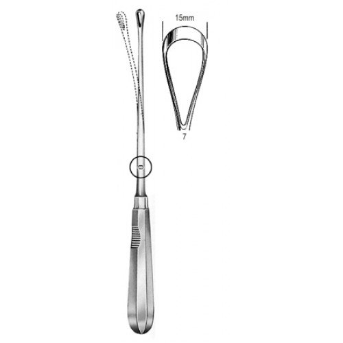 Recamier Curette, Flexible, Blunt, Fig.7, 15mm, 31cm