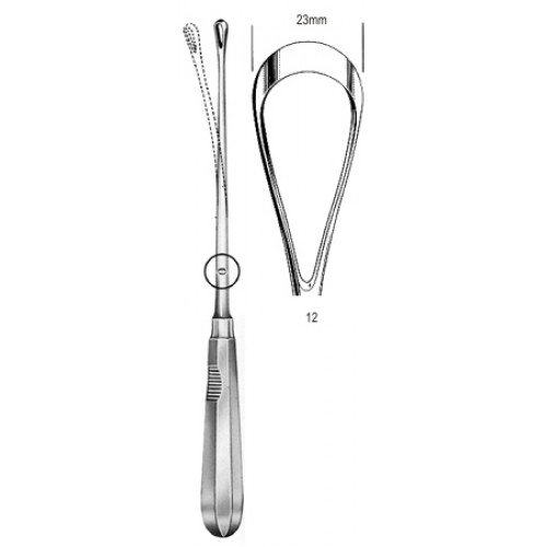 Recamier Curette, Malleable, Sharp, Fig.12, 23mm, 31cm