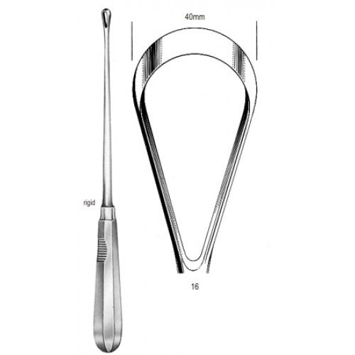 Recamier Curette, Rigid Blunt, 40mm, Fig.16, 31cm