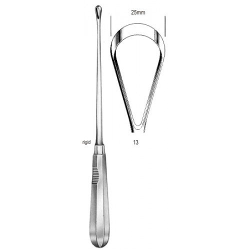 Recamier Curette, Rigid Blunt, Fig.13, 25mm, 31cm