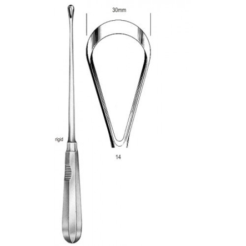 Recamier Curette, Rigid Blunt, Fig.14, 30mm, 31cm