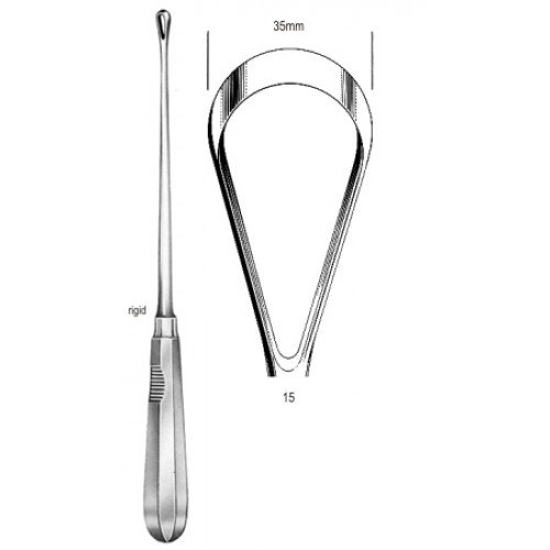 Recamier Curette, Rigid Blunt, Fig.15, 35mm, 31cm