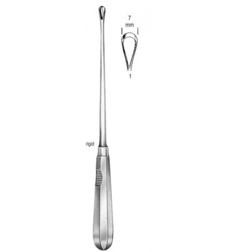 Recamier Curette, Rigid Blunt, Fig.1, 7mm, 31cm
